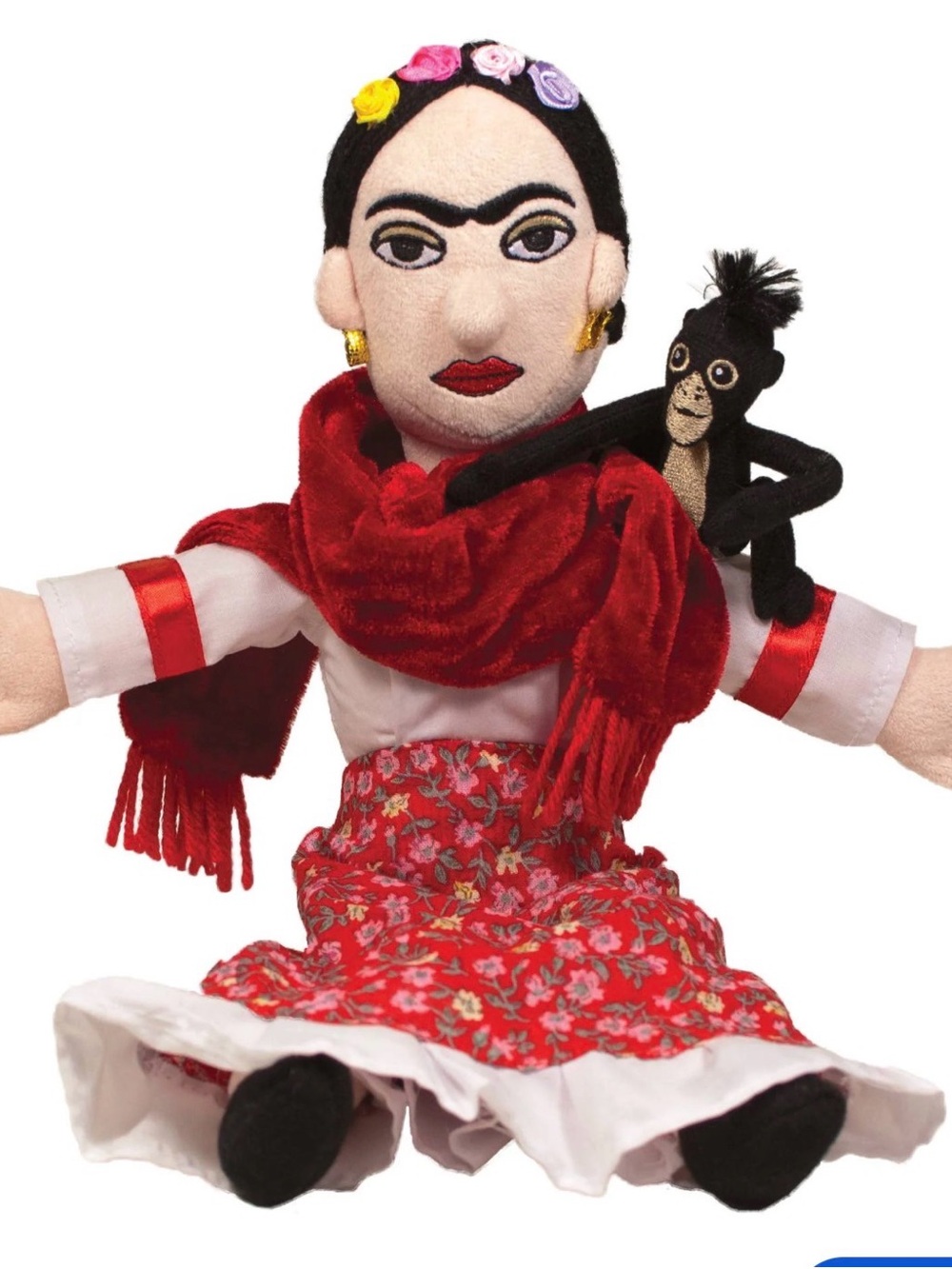 Frida-Inspired Red Velvet Scarf Accessory for Doll